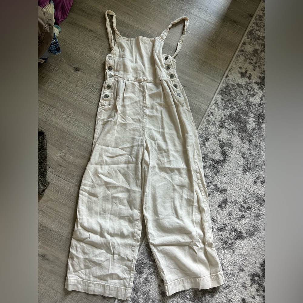American Eagle Outfitters Cream Overalls